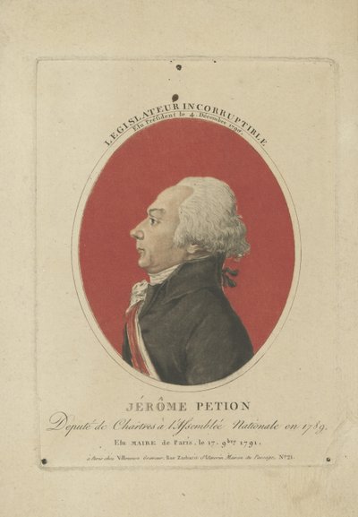 Jérôme Pétion de Villeneuven muotokuva 1756-1794, n. 1800. tekijältä Unbekannt