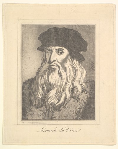 Leonardo da Vincin muotokuva Leonardo da Vincin Characaturasista, Wi...n piirustuksista, 1786. tekijältä Unbekannt