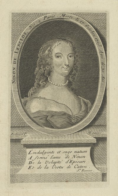 Ninon de Lenclosin muotokuva 1620-1705, noin 1730. tekijältä Unbekannt