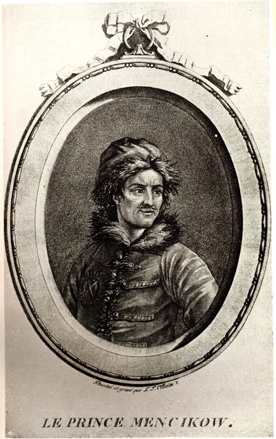 Prinssi Aleksandr Danilovich Menshikovin muotokuva 1673-1729 tekijältä Unbekannt