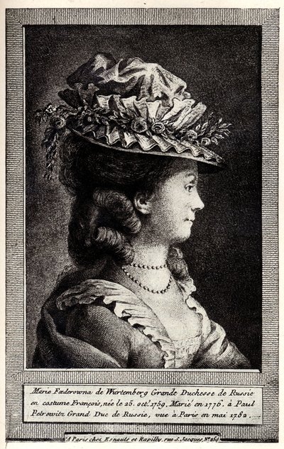 Württembergilaisen Sophia Dorothean muotokuva, 1800-luvun alku. tekijältä Unbekannt