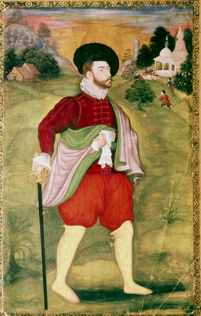 Eurooppalaisen muotokuva, Mughal-koulu, Akbar-kausi, 1500-luvun loppu tekijältä Unbekannt