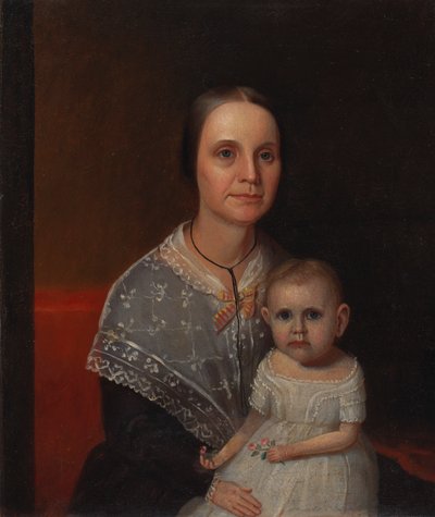Muotokuva äidistä ja lapsesta, n. 1850. tekijältä Unbekannt
