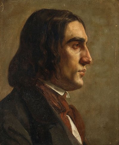 Säveltäjä Robert Schumannin muotokuva 1810-1856, n. 1840. tekijältä Unbekannt