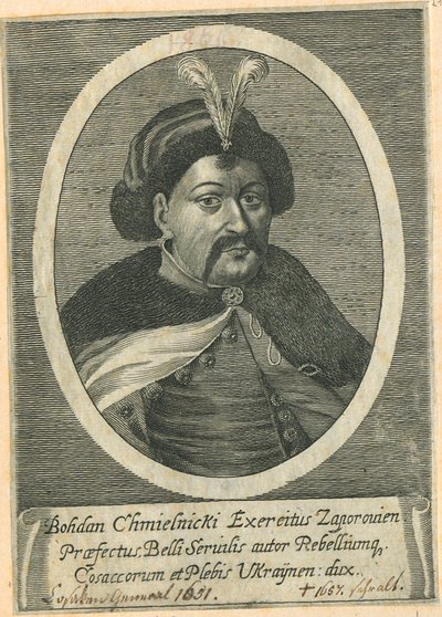 Muotokuva Ukrainan kasakkahetmanista Bohdan Hmelnytskistä 1595-1657 tekijältä Unbekannt