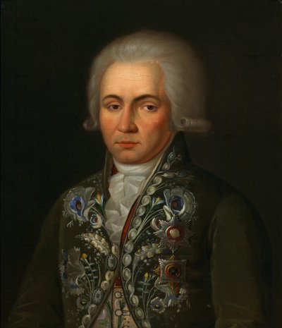 Runoilija Gavrila R. Derzhavinin muotokuva 1743-1816, 1790-luku tekijältä Unbekannt