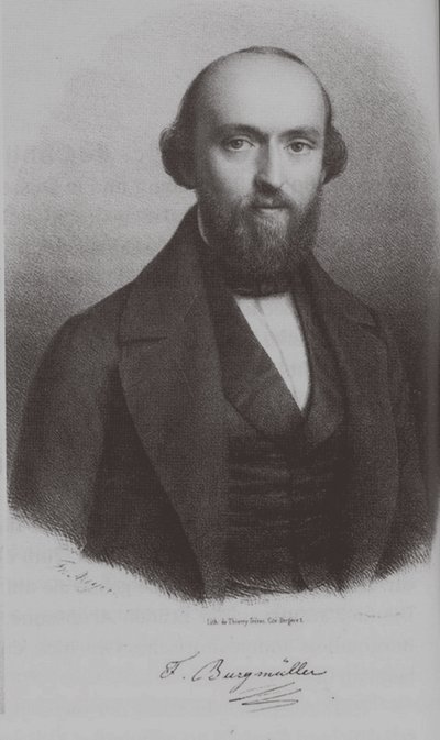 Säveltäjä Johann Friedrich Franz Burgmüllerin muotokuva 1806-1874, n. 1840 tekijältä Unbekannt