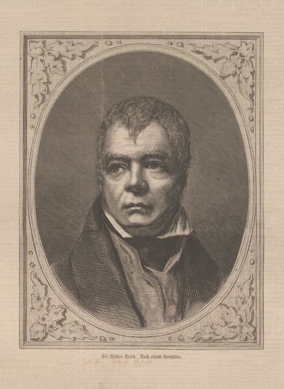 Historiallisen kirjailijan ja runoilijan Sir Walter Scottin muotokuva 1771-1832, 1871. tekijältä Unbekannt