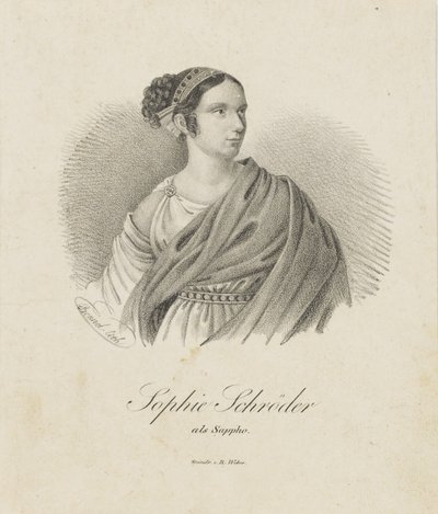 Laulaja ja näyttelijä Sophie Schröderin muotokuva 1781-1868 Sapphona, 1833. tekijältä Unbekannt