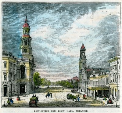 Postitoimisto ja kaupungintalo, Adelaide, Etelä-Australia, Australia, c1880 tekijältä Unbekannt