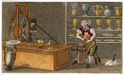 Potter töissä Wedgwoods Etrurian tehtaalla, Hanley, Staffordshire, c1830 tekijältä Unbekannt