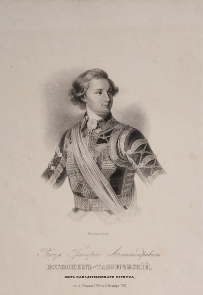 Taurisin prinssi Grigori A. Potyomkin 1739-1791 ritarikaartin päällikkönä, 1790-luvun loppu tekijältä Unbekannt