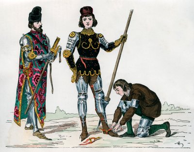 Prinssi, squire ja palvelija, 1400-luku 1882-1884 tekijältä Unbekannt