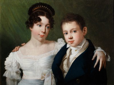 Preussin prinsessa Alexandrine 1803-1892 ja Preussin prinssi Albert 1809-1872, 1810-luku tekijältä Unbekannt