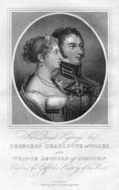 Walesin prinsessa Charlotte ja Saksi-Coburgin prinssi Leopold, 1816 tekijältä Unbekannt