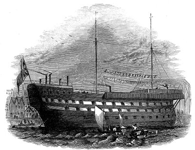 Prison Hulk Warrior Woolwichissa, Lontoossa, 1848 tekijältä Unbekannt