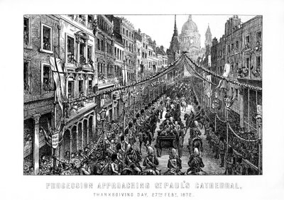 Kulkue lähestyy St Paulin katedraalia, kiitospäivä, 27. helmikuuta 1872, 1899 tekijältä Unbekannt