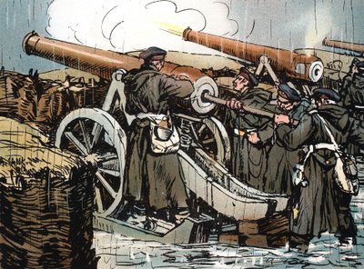 Preussin tykistön patteri toiminnassa, Ranskan ja Preussin sota, 1870-1871 tekijältä Unbekannt