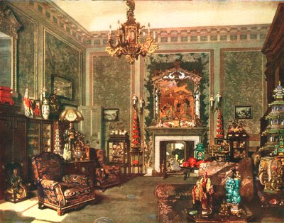Queen Marys Chinese Chippendale -huone Buckinghamin palatsissa, vuodelta 1935 tekijältä Unbekannt