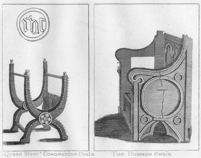 Queen Marys Coronation Chair ja The Dunmow Chair, c1790. tekijältä Unbekannt