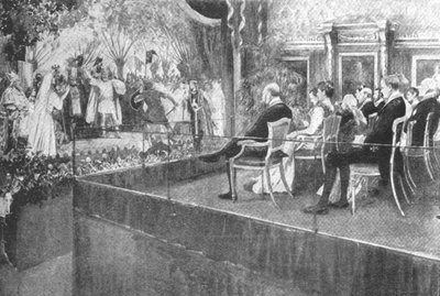 Kuningatar Victoria kuulee Lohengriniä Windsorin linnassa 80. syntymäpäivänään 1899, 1901. tekijältä Unbekannt