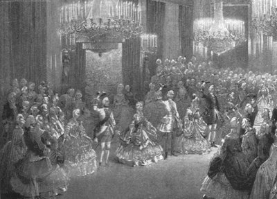 Queen Victorias Georgian pukuball Buckinghamin palatsissa, 6. tammikuuta 1845, 1901. tekijältä Unbekannt