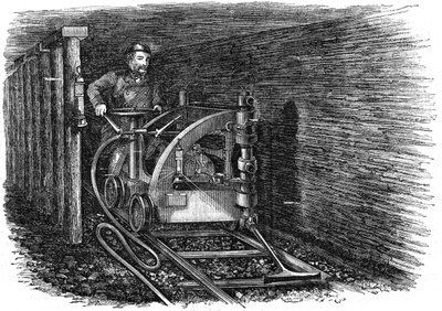 Kiskoon asennettu hiilenleikkuukone, 1864 tekijältä Unbekannt