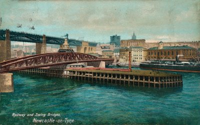 Rautatie- ja kääntösillat, Newcastle-upon-Tyne, c1905 tekijältä Unbekannt