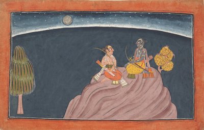 Rama ja Lakshmana Pavarasana-vuorella: Folio Shangri Ramayana -sarjasta..., c1690-1710. tekijältä Unbekannt