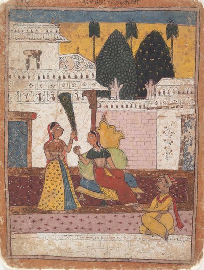 Ramkali Ragini: Sivu hajallaan olevasta Ragamala-sarjasta musiikkimuotojen seppele, 1700-luku. tekijältä Unbekannt