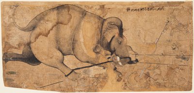 Rao Ram Singhs Elephant Gone Amok, c. 1700. tekijältä Unbekannt