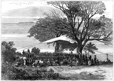 uhkavaatimuksen lukeminen Tugelan rannalla, zulujen sota etelässä, 1879 tekijältä Unbekannt