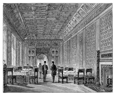 Virkistyshuone, House of Lords, Palace of Westminster, Lontoo, vuosi 1888 tekijältä Unbekannt