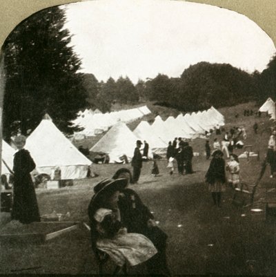 Pakolaisleiri pallokentällä Golden Gate Parkissa, 1906. tekijältä Unbekannt