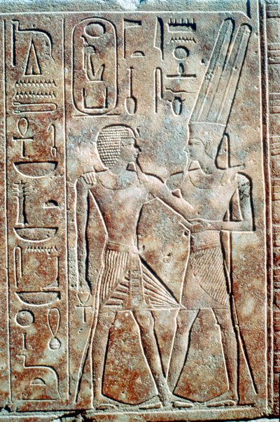Kuningatar Hatshepsutin kohokuvio miespuvussa, Amunin temppeli, Karnak, Egypti, 1500 eaa. tekijältä Unbekannt