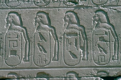 Reliefit, joissa on vangittujen Lähi-idän kaupunkien nimiä, Amunin temppeli, Karnak, Egypti tekijältä Unbekannt