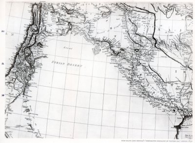Rennellin kartta Syyrian autiomaasta, päivätty 1809, julkaistu 1831 1937 tekijältä Unbekannt