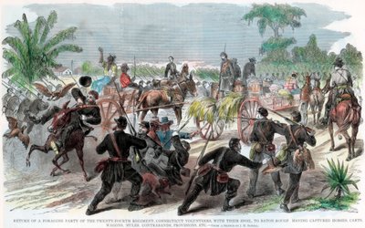 Ruokaa etsivän seurueen paluu Baton Rougeen, Louisianaan, Amerikan sisällissota, n. 1862 tekijältä Unbekannt