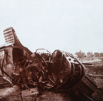 Revitty tankki, samppanja, Pohjois-Ranska, c1914-c1918 tekijältä Unbekannt
