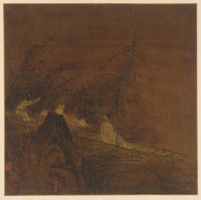 Jokikohtaus: vene luonnonvaraisen bambun keskellä, Ming-dynastia, 1368-1644. tekijältä Unbekannt
