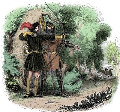 Robin Hood, legendaarinen englantilainen kansansankari ja lainsuojaton ja köyhien mestari, 1800-luvun alku tekijältä Unbekannt