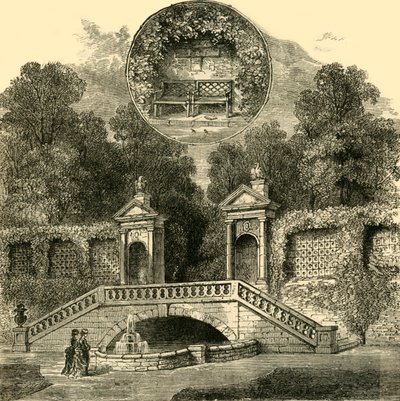 Rogers Seat ja Inigo Jones Gateway, Holland House, n. 1876. tekijältä Unbekannt