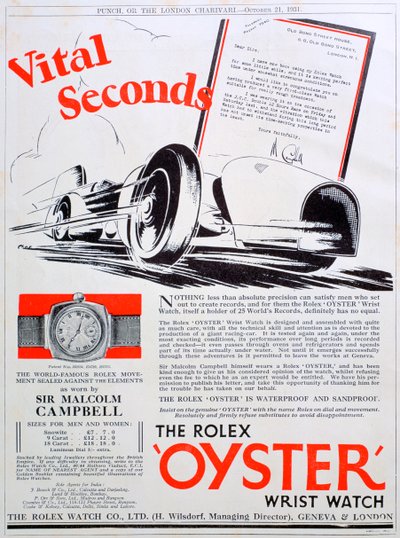 Rolex Oyster -rannekellomainos, 1931 tekijältä Unbekannt