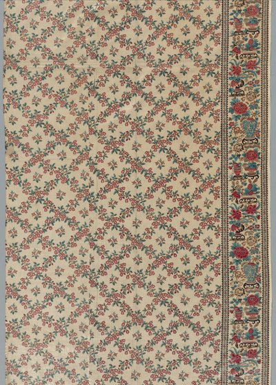 Rullapainettu lasitettu chintz, jossa on kukka- ja maljakkokuviointi, 1800-luku. tekijältä Unbekannt