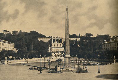 Roma - Obeliski, suihkulähteet ja Popolon aukio. - Pincion julkisen puiston terassit, 1910 tekijältä Unbekannt