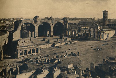 Roma - Forum Romanum - Maxentiuksen basilika ja S. Francesca Romanan kirkko, 1910 tekijältä Unbekannt