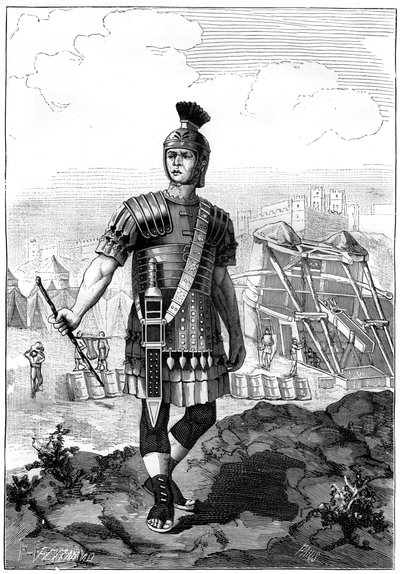 Roomalainen sadanpäämies valloitti gallialaisia Julius Caesarin johdolla, 1. vuosisadalla eKr. 1882-1884 tekijältä Unbekannt
