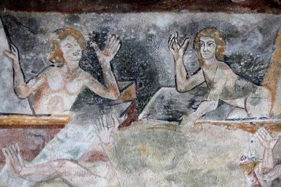 Romaaninen maalaus, joka kuvaa ylösnousemusta Pyhän Pietarin kirkossa, Brancion, Brancion, Ranska tekijältä Unbekannt