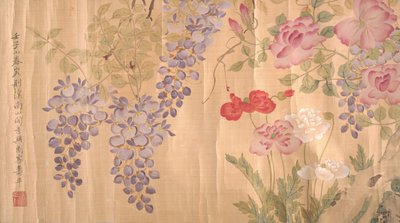 Ruusut ja Wisteria, luultavasti 1700-1800-luvulla. tekijältä Unbekannt