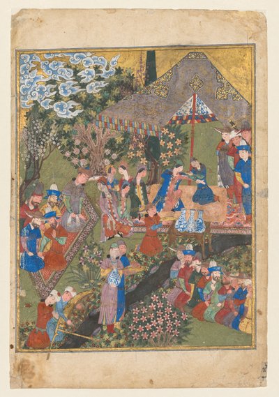 Royal Feast in a Garden, kaksisivuisen etulevyn oikeanpuoleisen folion vastapuoli..., c. 1440. tekijältä Unbekannt